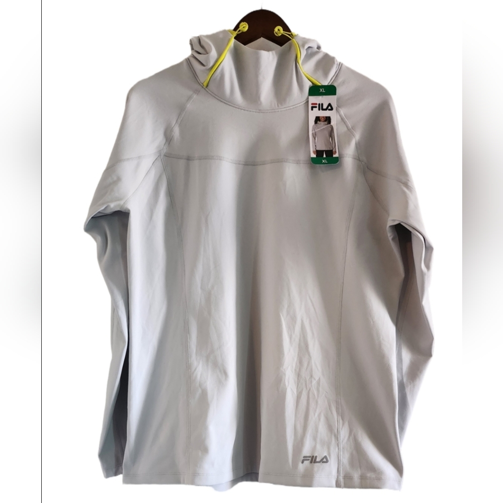 NWT Fila XL Performance Hoodie |Grey w/ Neon Yellow Trim |